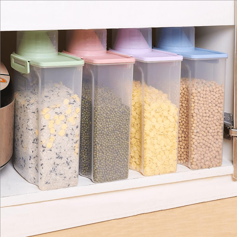 Airtight Rice Container 1pc 5l Food Storage Containers With Lids Airtight -  Sealed Flour Grain Storage Box With Measuring Cup For Pet Dog Cat Food