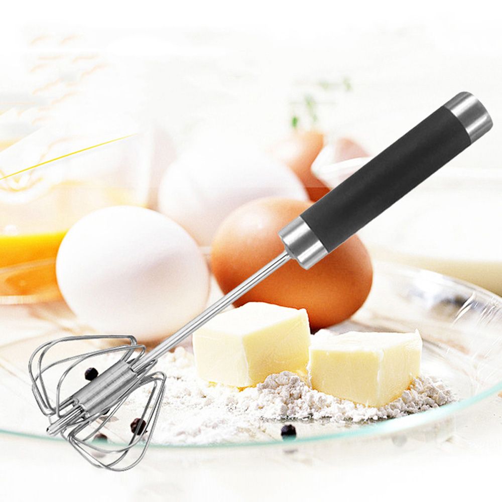 Mixer Egg Beater Manual Self Turning Stainless Steel Whisk Hand