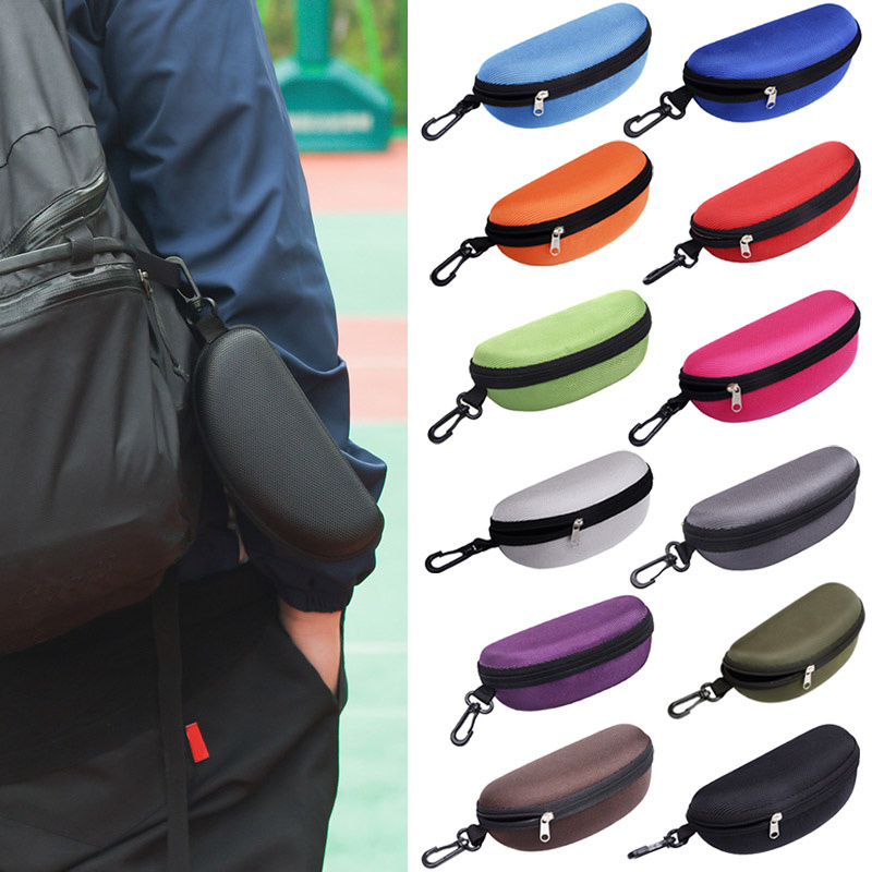 

1pc Men's Portable Sunglasses Case, Glasses Protector Lightweight Zipper Eyeglass Shell With Carabiner