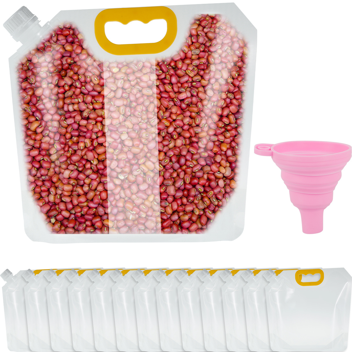 1Pc Cereal Storage Bag Beans Food Moisture-Proof Bag Food Portable Storage  Dispensing Bag Transparent Suction Nozzle Seale Bag