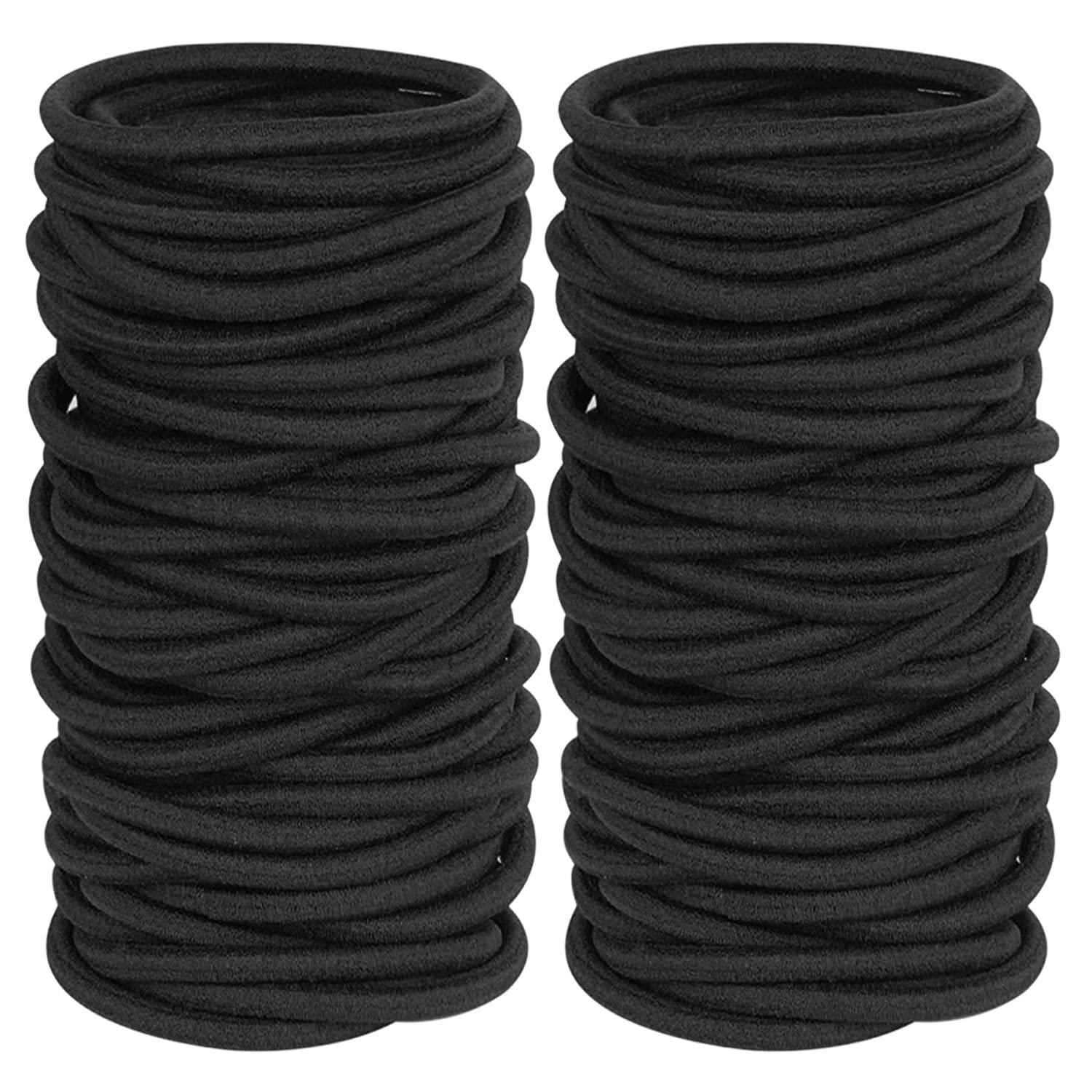 50 Pcs Black Hair Ties, Headbands, Scrunchies for Thick and Curly Hair Ponytail Holders Elastic Hair Band for Women or Men ( 4mm ),Temu