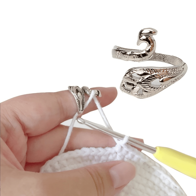 3 Pcs Adjustable Knitting Loop Crochet Loop Knitting Accessories Hand-Made  Silver-Plated Copper Rings Faster Crocheting Advanced Peacock Ring Yarn  Guide Finger Holder Knitting Thimble