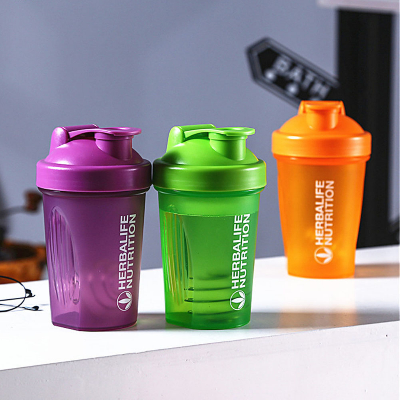 1pc 400ML Shaker Bottle Colorful Whey Protein Powder Mixing Bottle,Fitness  Gym Shaker Outdoor Portable Plastic Drink Cup