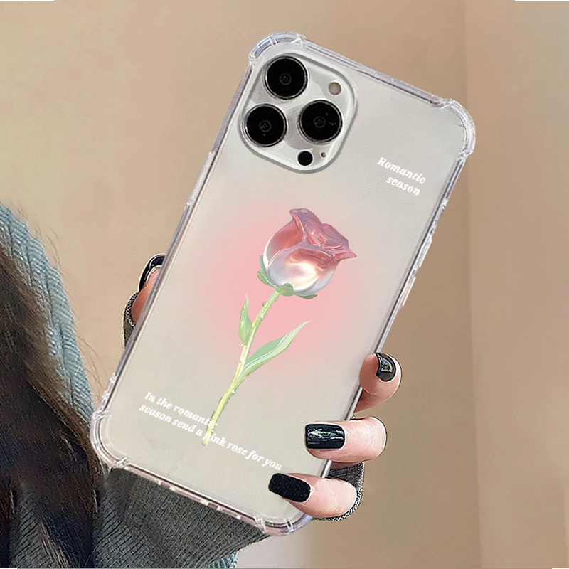 

Rose Transparent Anti-impact Cover For Iphone 14, 13, 12, 11 Pro Max, Xs Max, X, Xr, 8, 7, 6, 6s Mini Plus