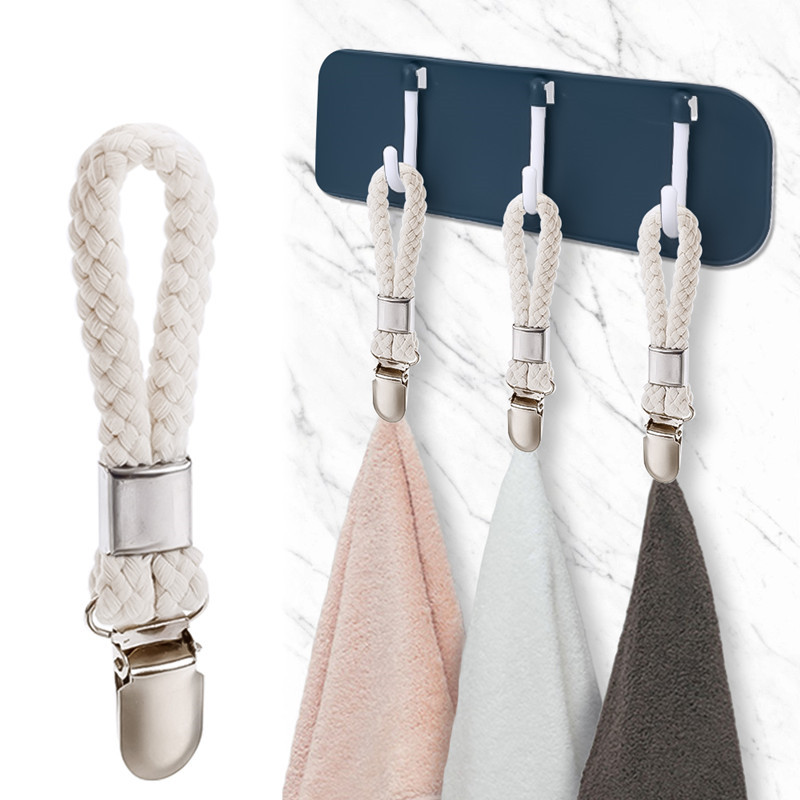 Multipurpose Cloth Hanger Towel Clips Braided Cotton Loop Towel