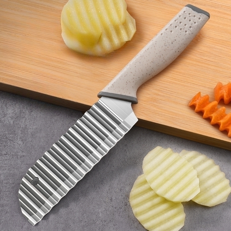 Couteau dentelé en acier inoxydable, coupe de pommes de terre à dents de  loup, couteau ondulé pour couper les pommes de terre, les carottes, les  pomme