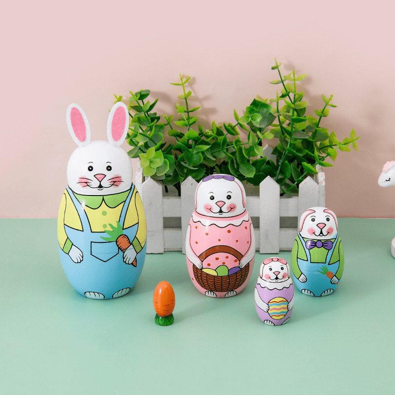 Easter Bunny Russian Nesting Dolls Toys For Kids Handmade - Temu New ...