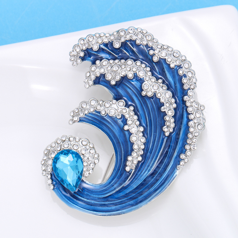New Luxury Design Blue Crystal Brooches For Women Inlaid Rhinestone Pins  Jewelry Clothing Accessories Gift