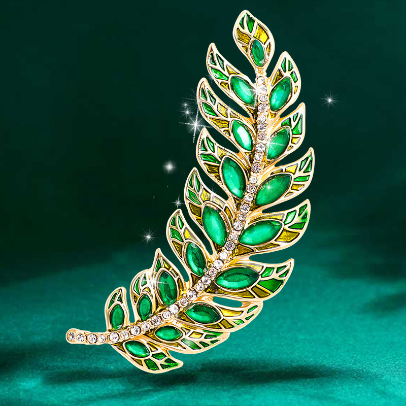 Crystal Leaf Brooch Rhinestone Pin Badge Dress Scarf Coat Badge Elegant  Clothing Accessories - Temu