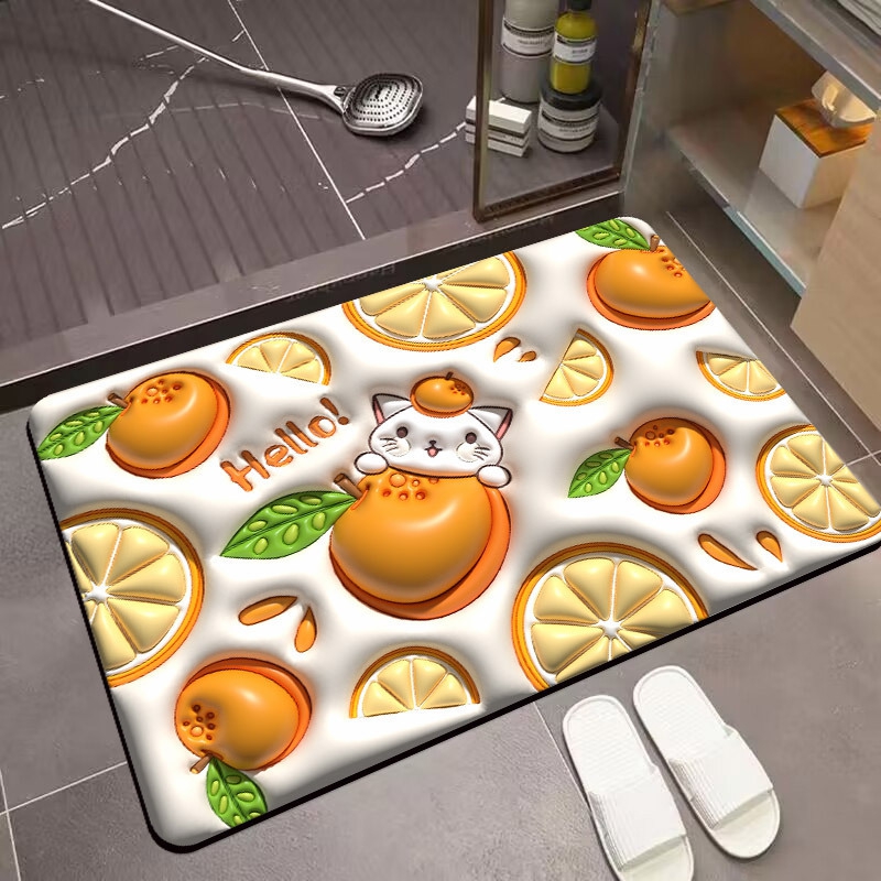 3d Diatom Mud Dish Drying Mat Fruit And Veggies Pattern Soft - Temu