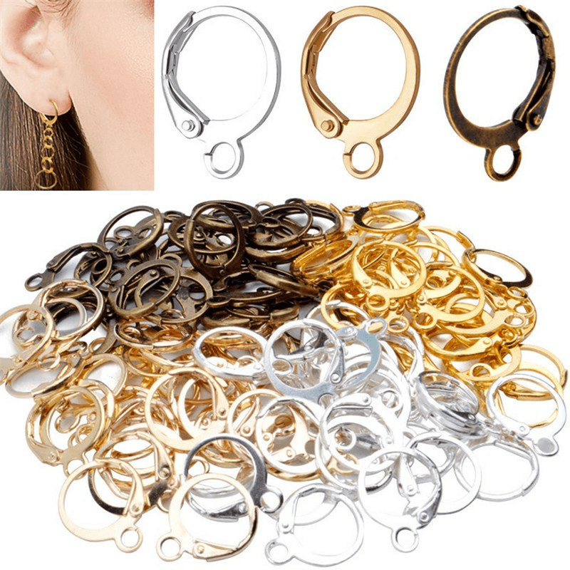 100 Pcs Gold Earring Hooks Hypoallergenic Stainless Steel Earrings Fish Hooks with 100 Pcs Clear Rubber Earring Backs for Jewelry Making DIY