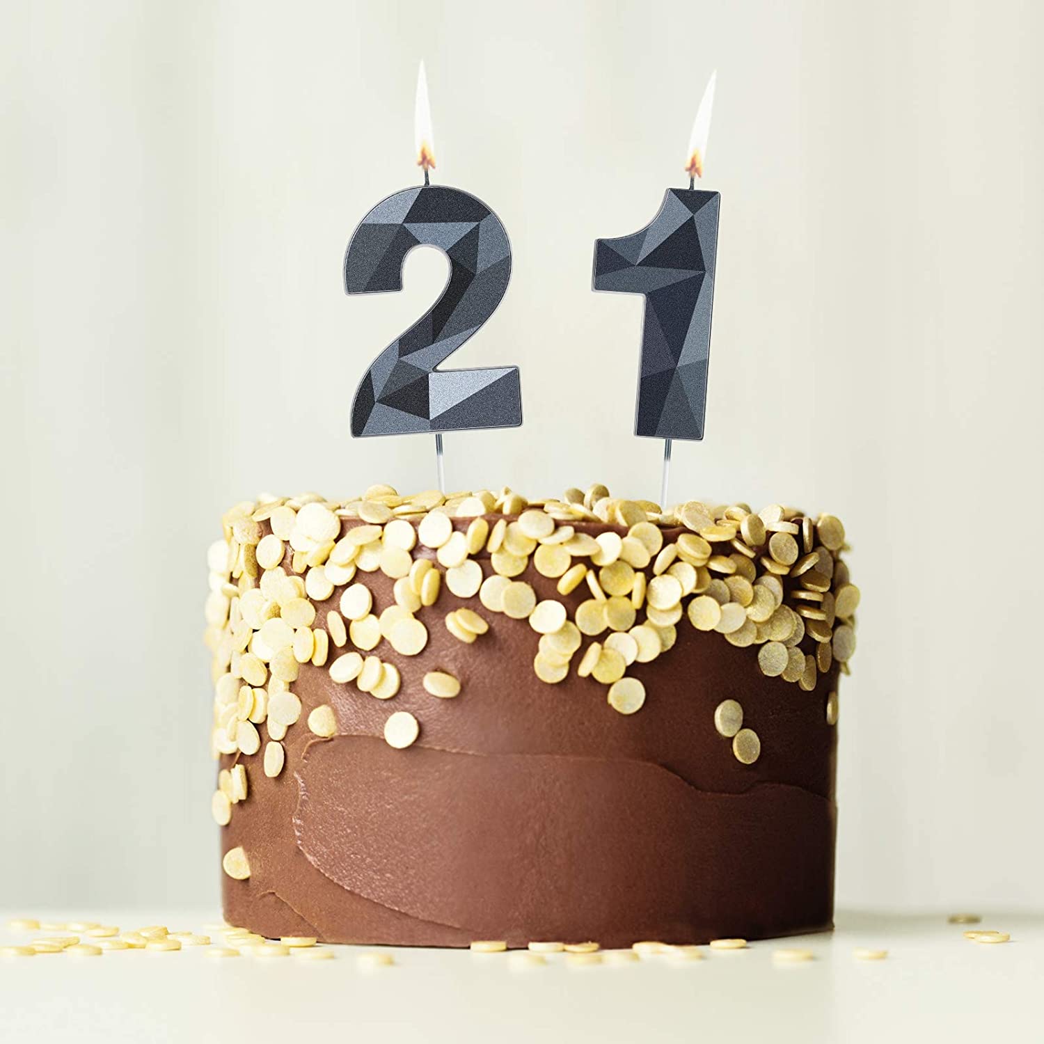 Velas de cumpleaños con números (1 vela dorada) con forma de diamante 3D,  velas de pastel de feliz cumpleaños para fiesta de cumpleaños, boda