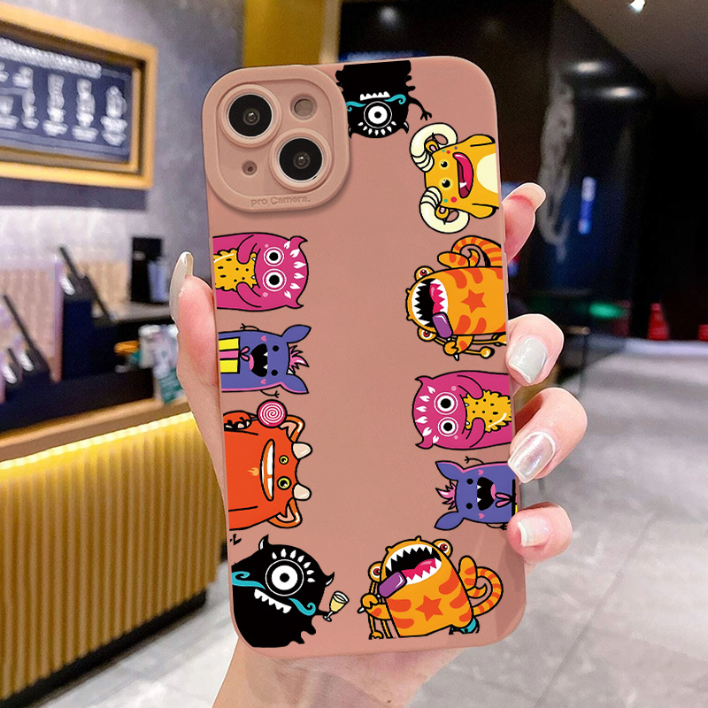 Tf4931 Monster Pattern Print Silicone Protective Phone Case Temu