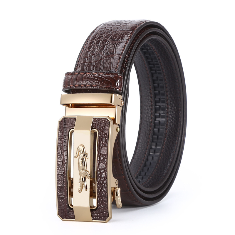 Men's Genuine Leather Belt Crocodile Pattern Belt Automatic Buckle