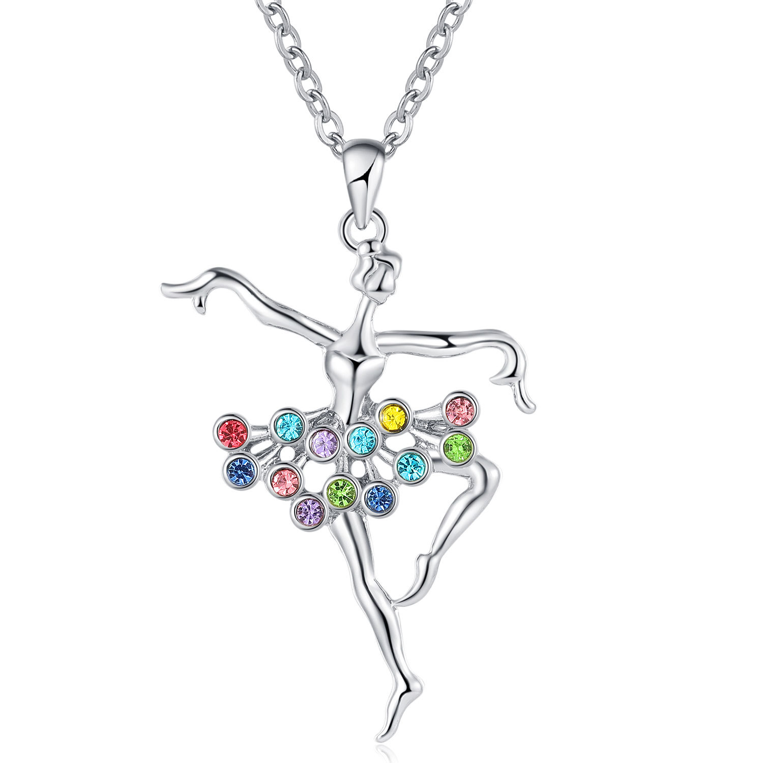 Cute Colorful Zirconia Decor Ballerina Necklace Gift For - Temu