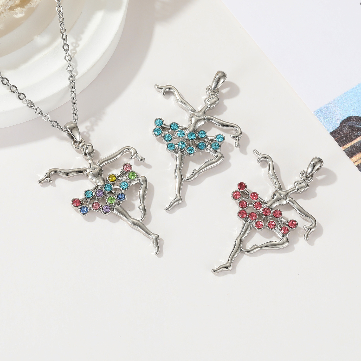 Cute Colorful Zirconia Decor Ballerina Necklace Gift For - Temu