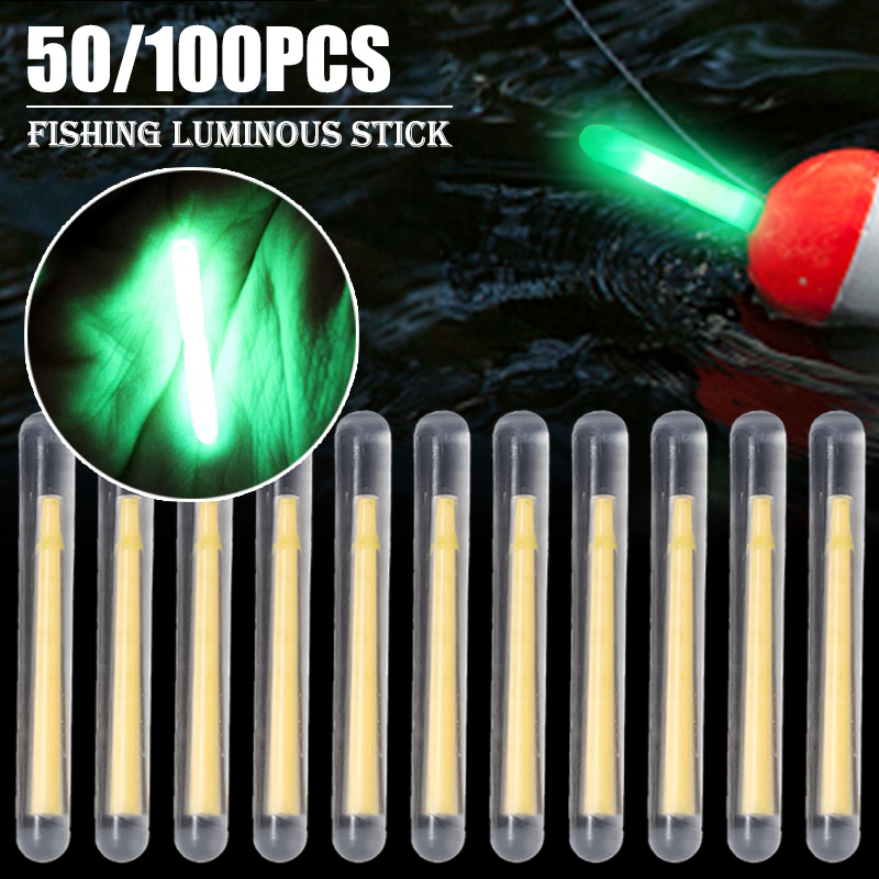 100pcs Fishing Float Light Stick Fluorescent Lightstick Led Fluorescent  Dark Glow Sticks Fishing Float Accessories 4.5mm