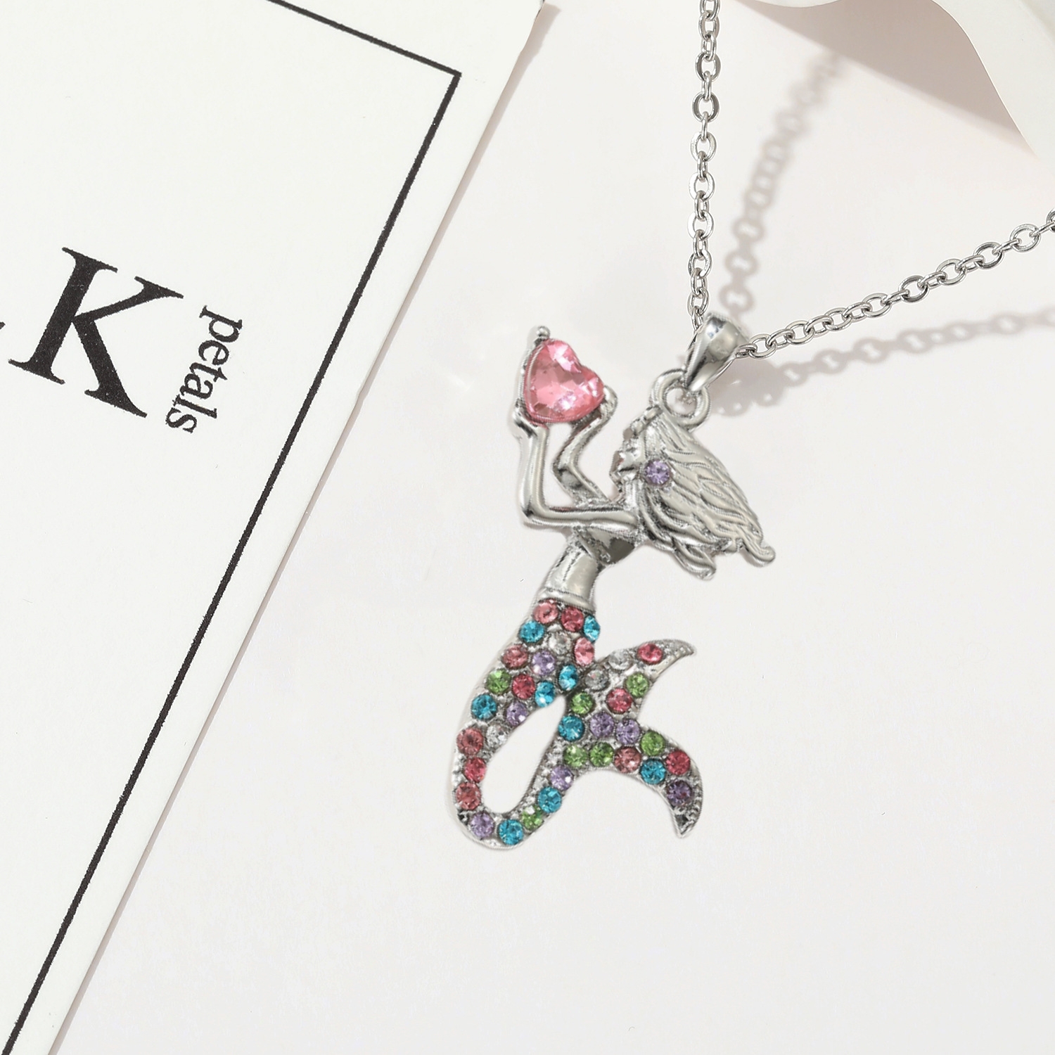 mermaid pendant necklace exquisite clavicle chain trendy jewelry gift for birthday graduation christmas clothing accessories for girls 0