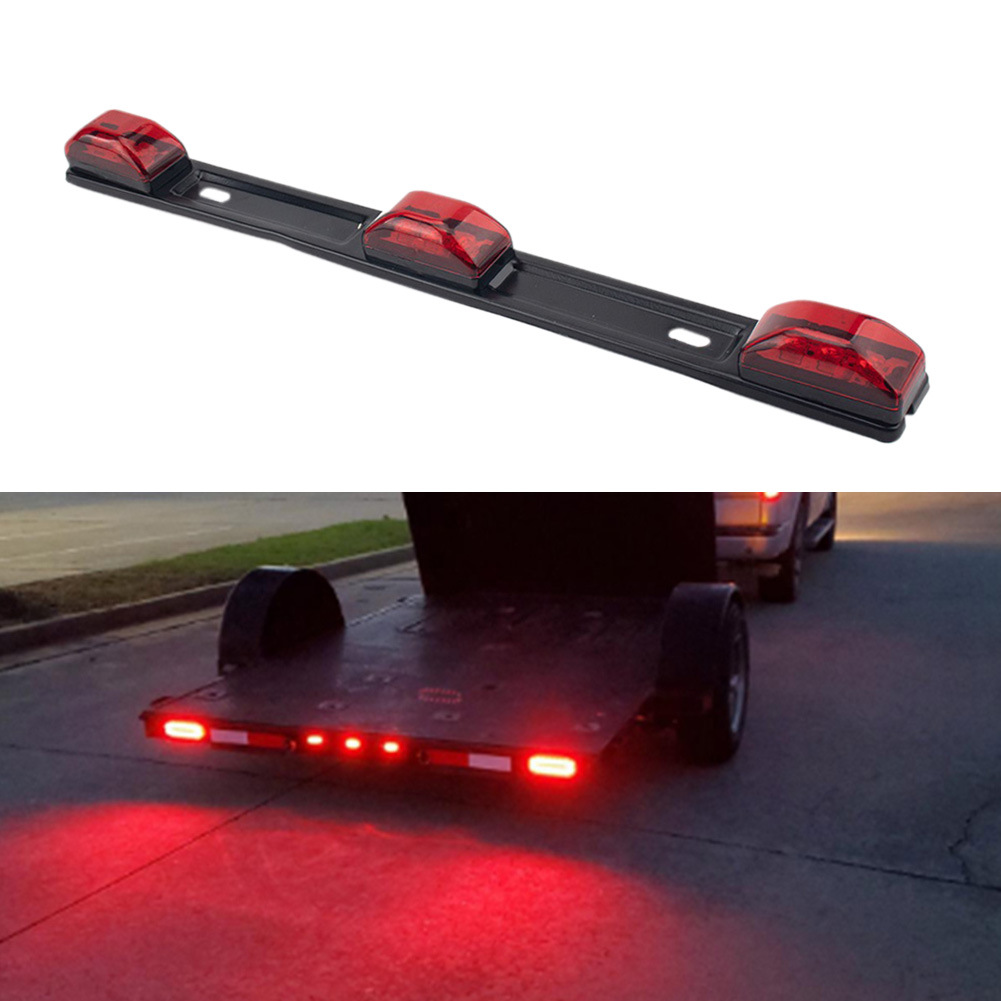 

1pc rouge 9 LED barre d'identification marqueur queue noir support en acier inoxydable pour camion remorque bateau lumière d'identification