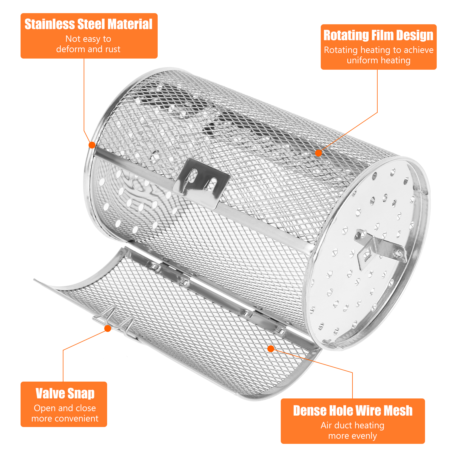 Rotisserie Basket, Stainless Steel Grill Roaster Drum, Oven Basket Air  Fryer 360 Rotating For Peanuts Coffee Beans