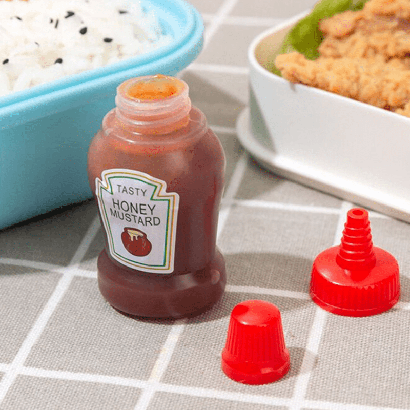 2Pcs/set 25ml Cute Sauce Leakproof Container Tomato Salad Dressing  Container Portable Mini Squeeze Bottle