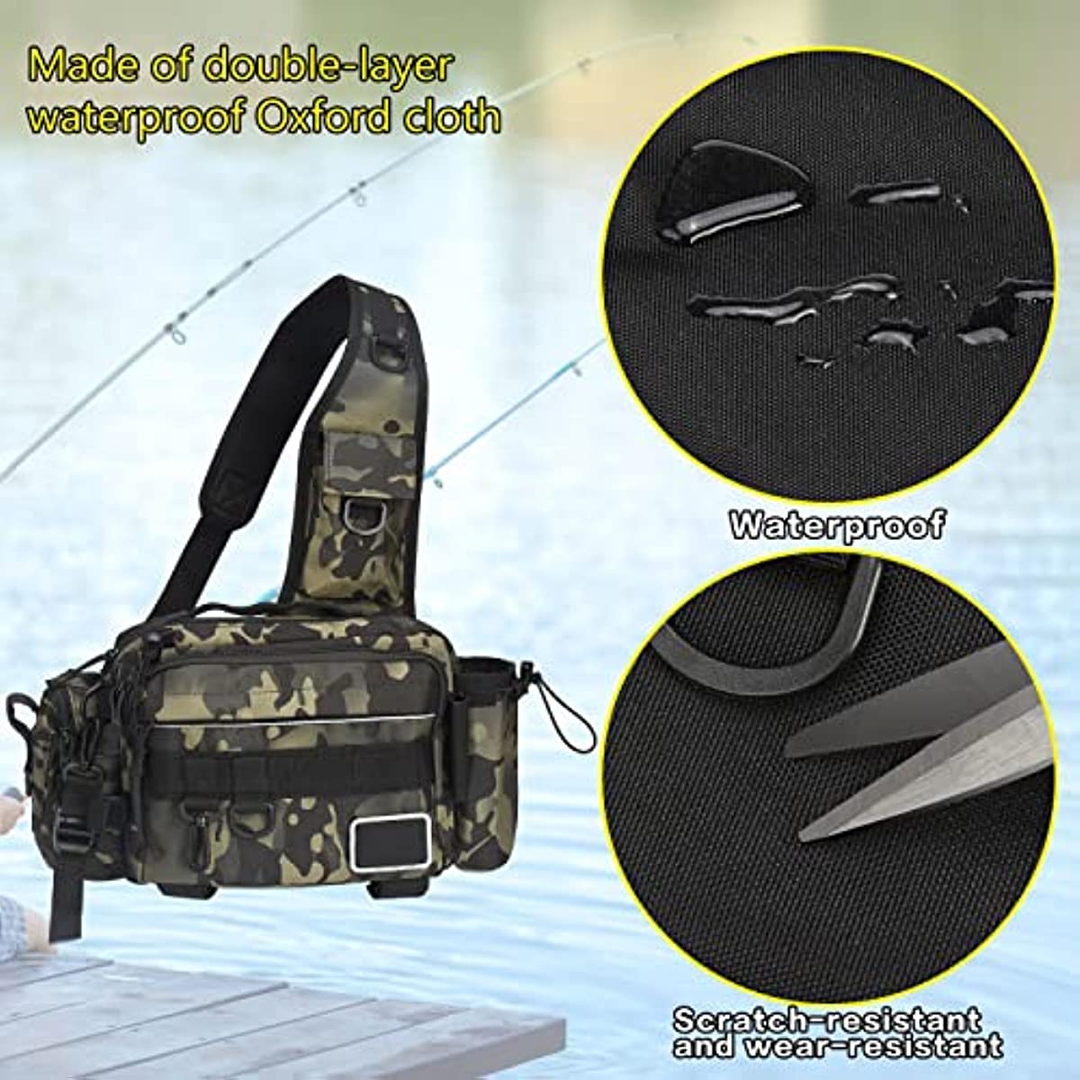 1pc Fishing Bag, Sling Fishing Bag, Waterproof And Wear-resistant Fishing  Bag, Used For Fishing Accessories, With 4 Hooks