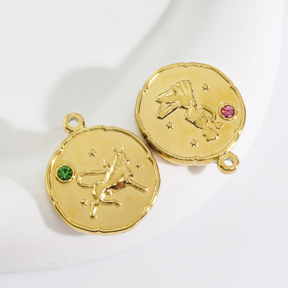 14k Gold Plated Pendants Crystal Zodiac Pendants Charms With - Temu