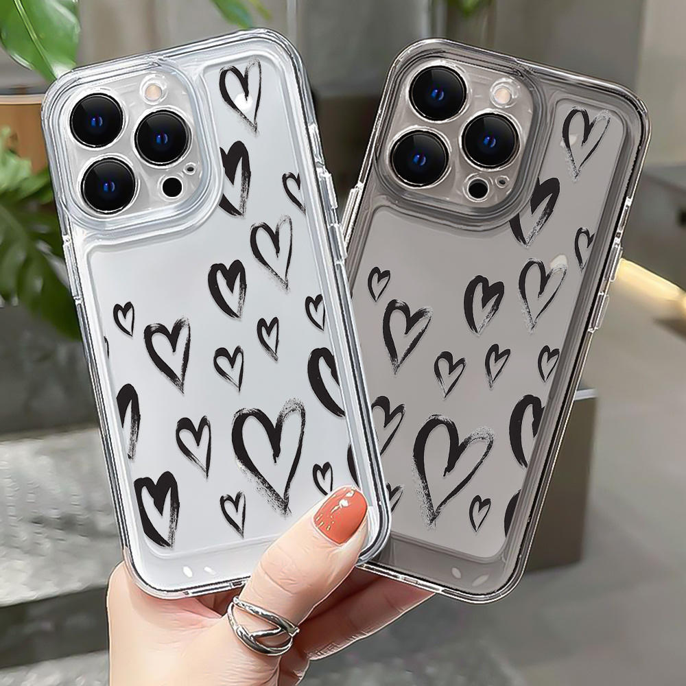 Bling Gradient Laser Love Heart Pattern Clear Phone Case for Apple iPhone  12 Pro 