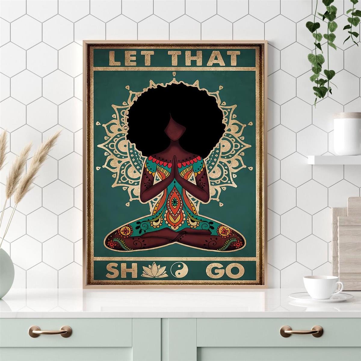 1pc Retro Canvas Painting Print Poster, Inspirational Yoga Girl Gypsy Let  That Shit Go Stay Wild Moon Child Wall Art, For Home Decor Room Decor Canvas