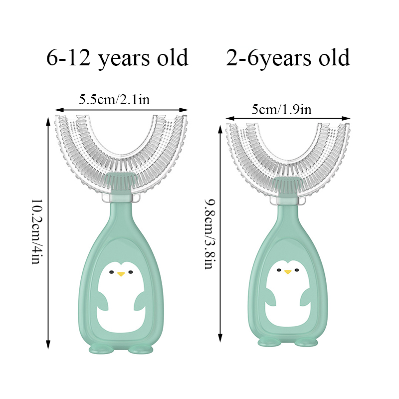 Spazzolino per Bambini, Spazzolino Denti a Forma di U, Testina per  Spazzolino in Silicone Morbido per Uso Alimentare, Pulizia dei Denti per  l'igiene Orale a 360°, Spazzolino Bambini per 2-12 anni 