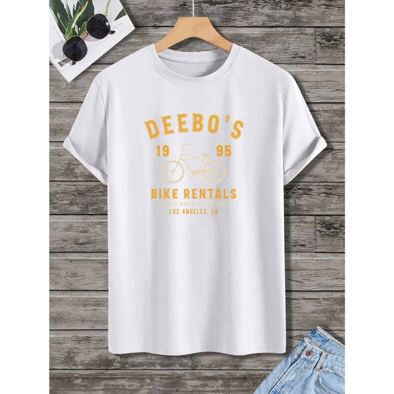 Plus Size Men's Novelty Bike Graphic T-shirt, Comfy Elastic Tees For Summer, Men's Clothing