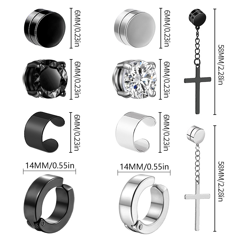 Magnetic Stainless Steel Non Pierced Earrings For Men Magnet - Temu
