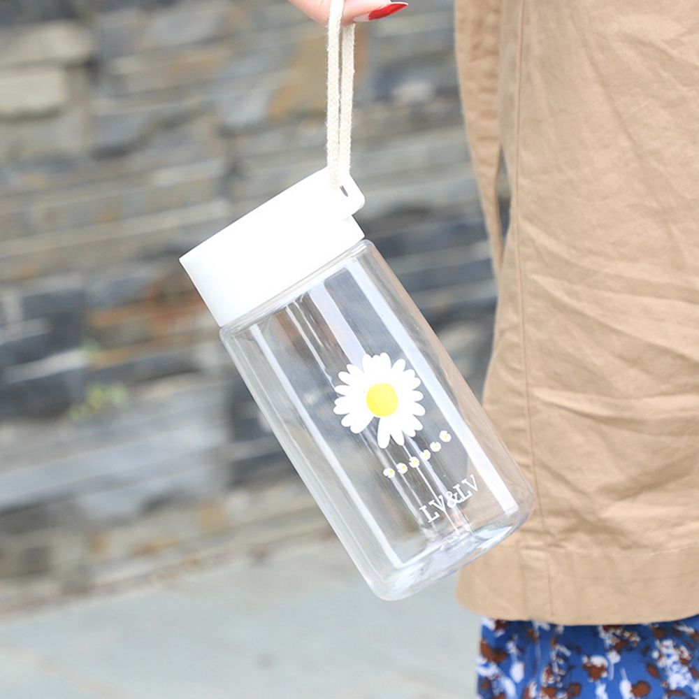 Daisy Water Bottle With Lid, Cute Floral Plastic Water Cups, Tote