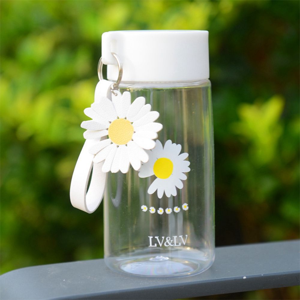 Daisy Water Bottle With Lid, Cute Floral Plastic Water Cups, Tote