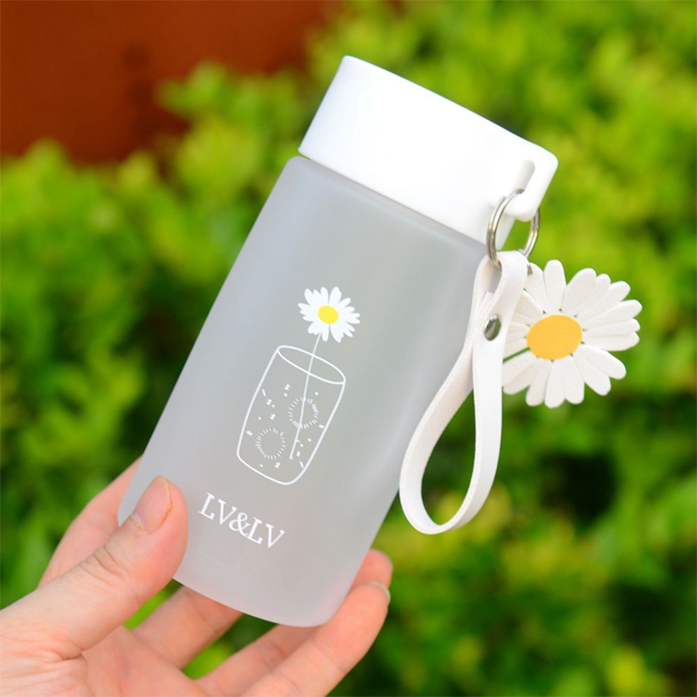 Daisy Water Bottle With Lid, Cute Floral Plastic Water Cups, Tote