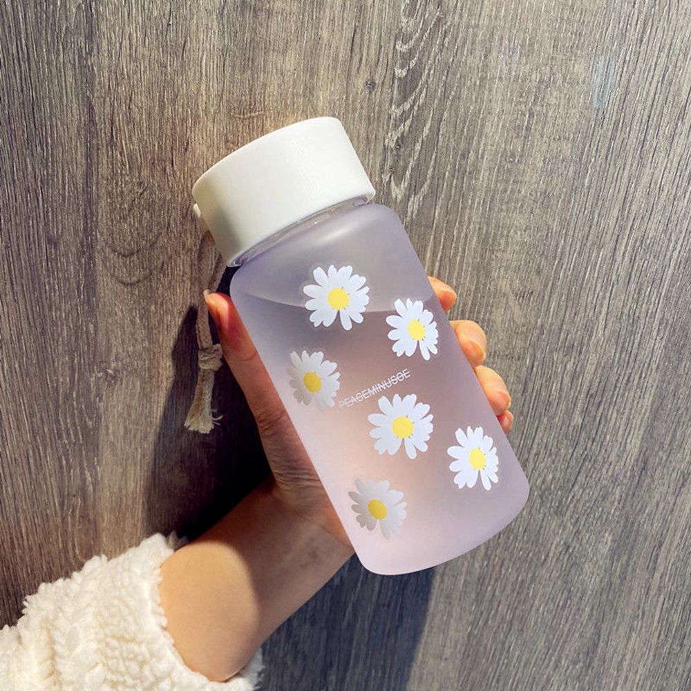 Daisy Water Bottle With Lid, Cute Floral Plastic Water Cups, Tote