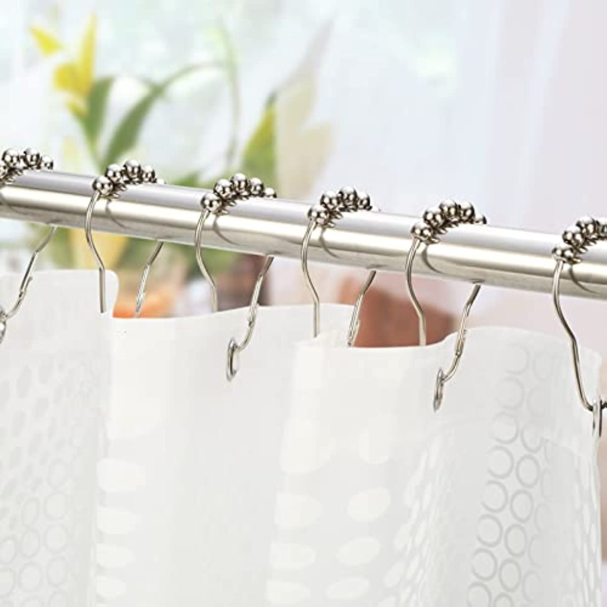 Shower Curtain Hooks, Shower Curtain Rings Hook, Decorative Curtain Rings  Hooks, Rustproof Shower Hooks For Shower Rods, Household Storage Organizer  For Kitchen, Bedroom, Bathroom, Office, Closet, Wardrobe, Dresser - Temu