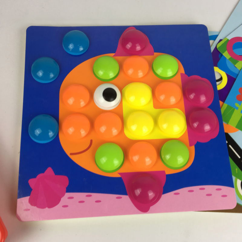 Pegboard Mosaic Button Art Toys for Toddlers, Color & Shape