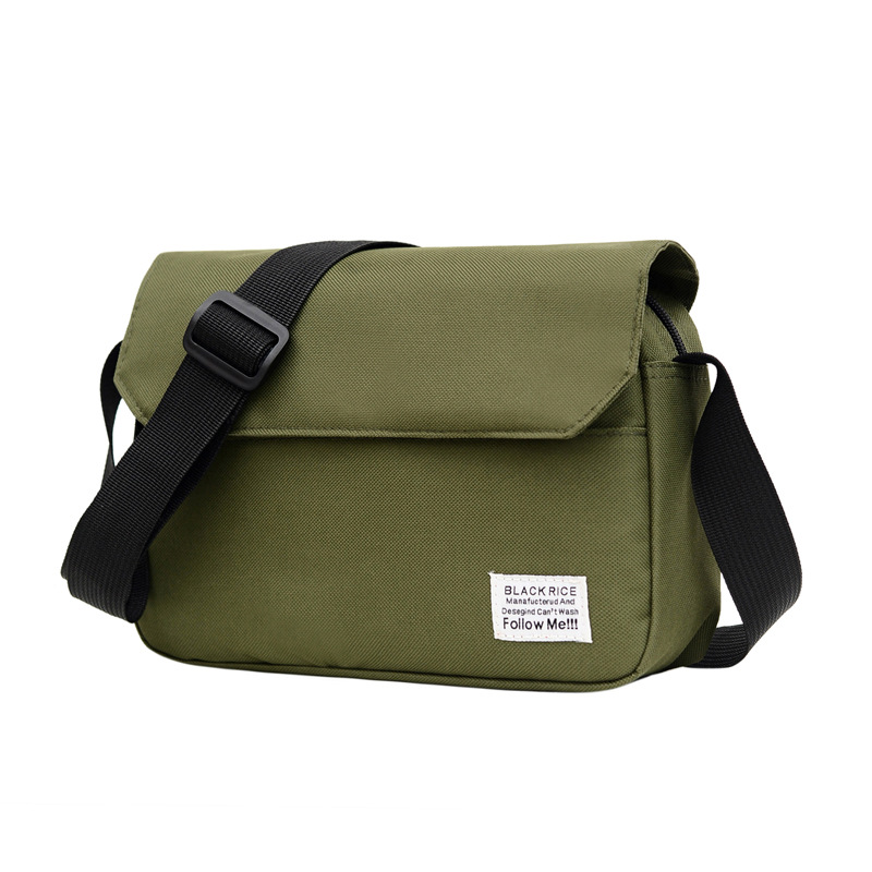 Men Minimalist Flap Messenger Bag Canvas Solid Color Canvas