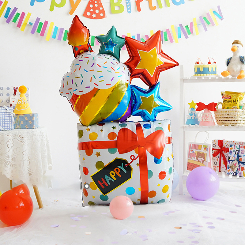 Juego de decoración de fiesta de primer cumpleaños, 1 juego de decoración  de globos de cumpleaños, bonitos suministros de recuerdo de fiesta, cartel