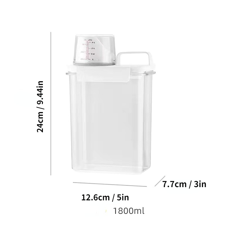 Airtight Laundry Detergent Powder Storage Box Clear Washing Powder  Container with Lid and Handle Multipurpose Plastic Cereal Jar