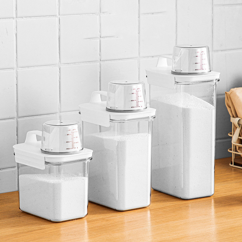 Airtight Laundry Detergent Dispenser Powder Storage Box Clear