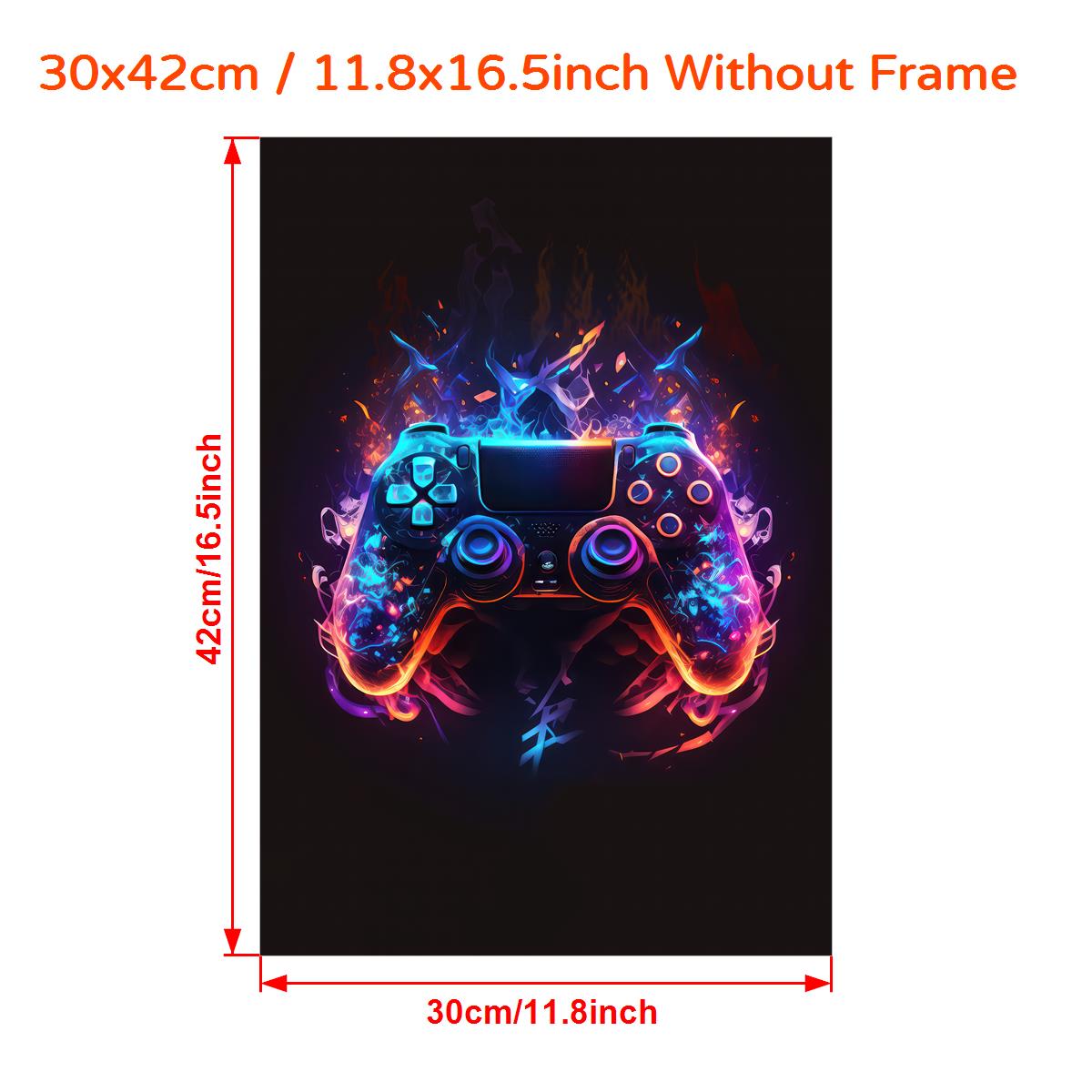 1pc Canvas Painting Print Poster Fire Flame Game Controller Wall Art Home Decor Room Decor Canvas Poster No Frame