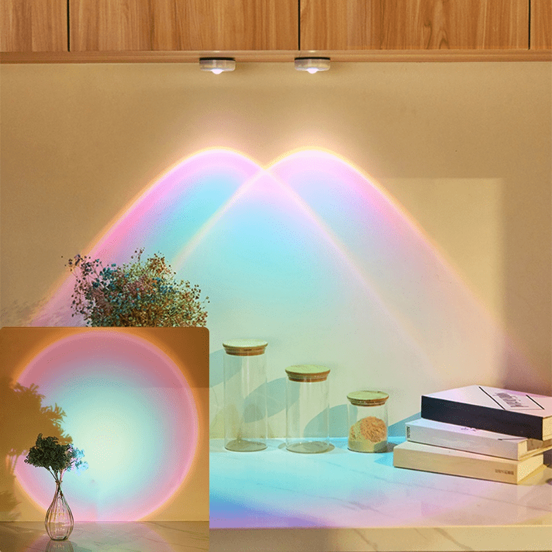 1pc decorative wireless sunset light projector for home kitchen bedroom and showcase cabinet led night light with ambient lighting details 6