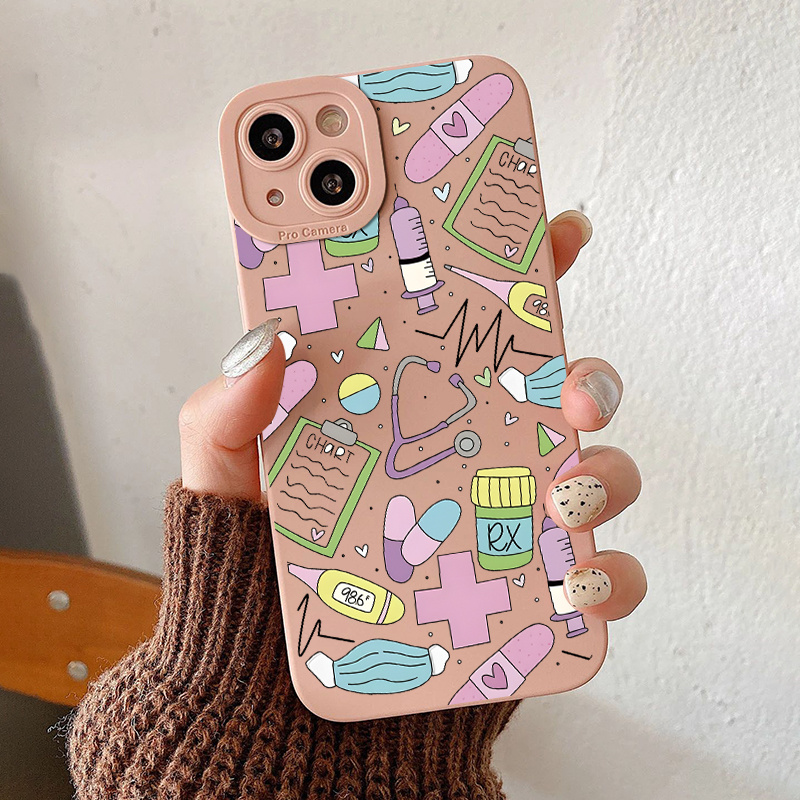 

Hospital Supplies Pattern Graphic Pattern Anti-fall Phone Case For , 14, 13, 12, 11 Pro Max, Xs Max, X, Xr, 8, 7, 6, 6s Mini, Plus