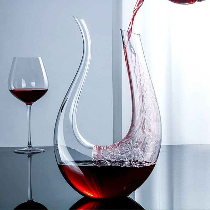 Carafe à vin rouge de 2,5 L, Bouchon de chêne et boules de nettoyage  inclus, Carafe à vin aérée en verre sans plomb