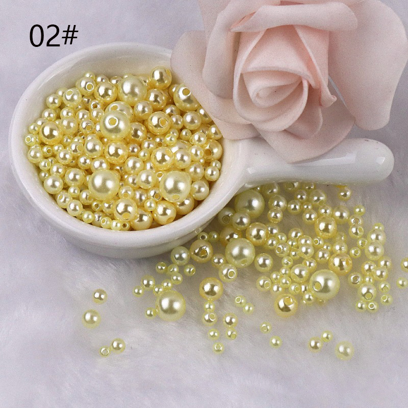 150Pcs/Pack Mix Size Beads With Hole Colorful Pearls Round Acrylic  Imitation Pearl DIY For Jewelry Making Craft 3-8mm