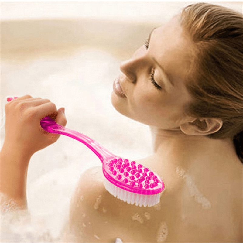 1pc Soft Body Scrubber Shower Exfoliating Scrubs Long Handle Bath Brush  Exfoliator Skin Massager Cleaning Brush Bathroom Accessories