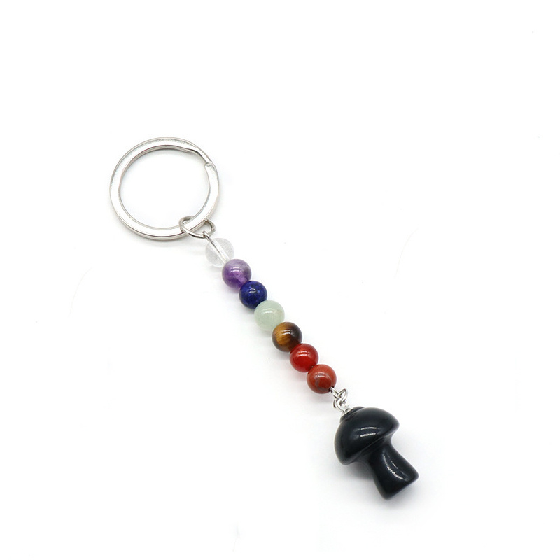 Natural Crystal Mushroom Chakra Keychain Rainbow 7 Chakras - Temu