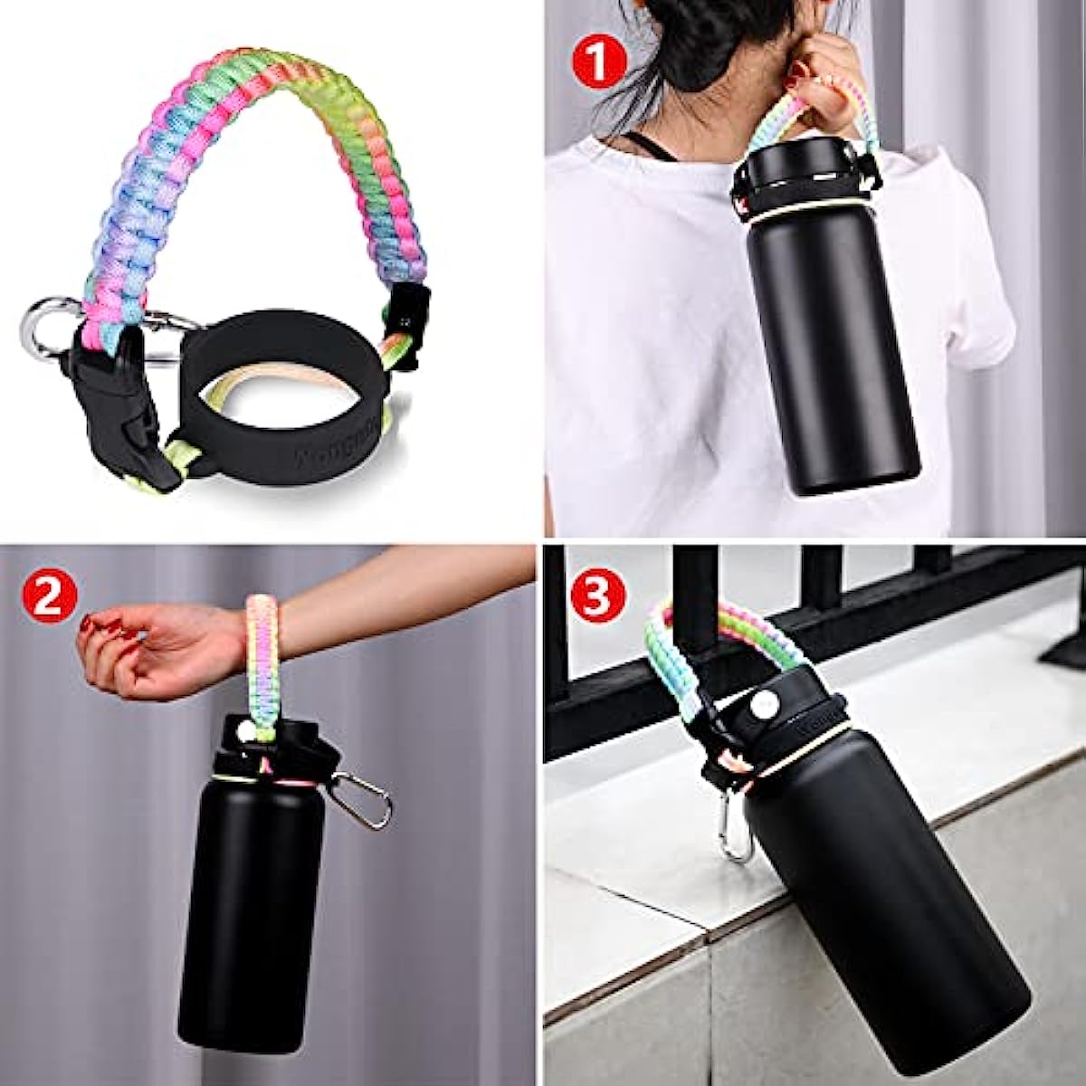 Paracord Handle For Water Bottle, Water Bottle Handle Strap Fits Wide Mouth  Bottles - Temu